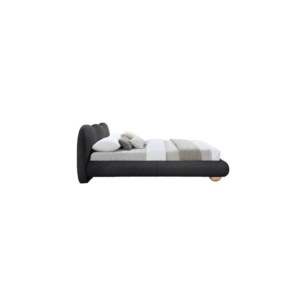 Hyde Black Boucle Fabric King Bed