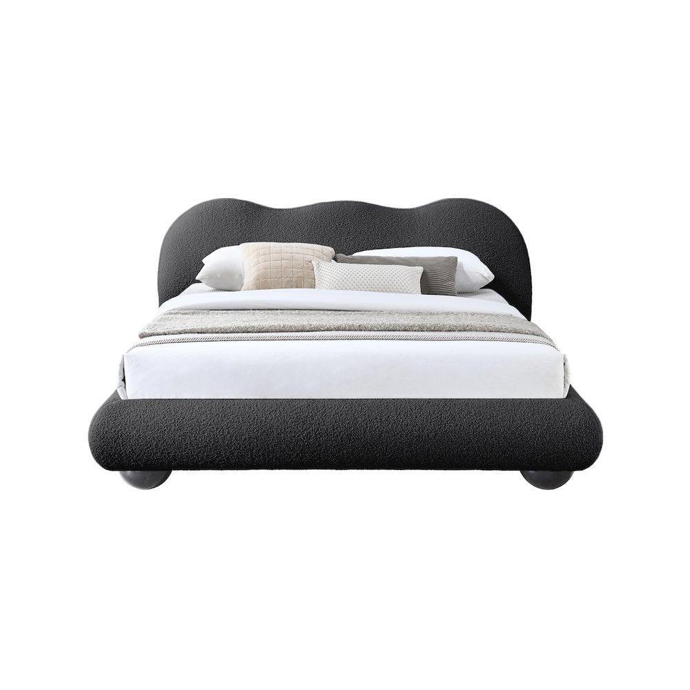 Hyde Black Boucle Fabric Queen Bed