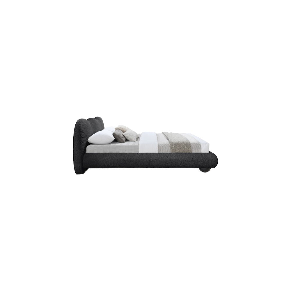 Hyde Black Boucle Fabric Queen Bed