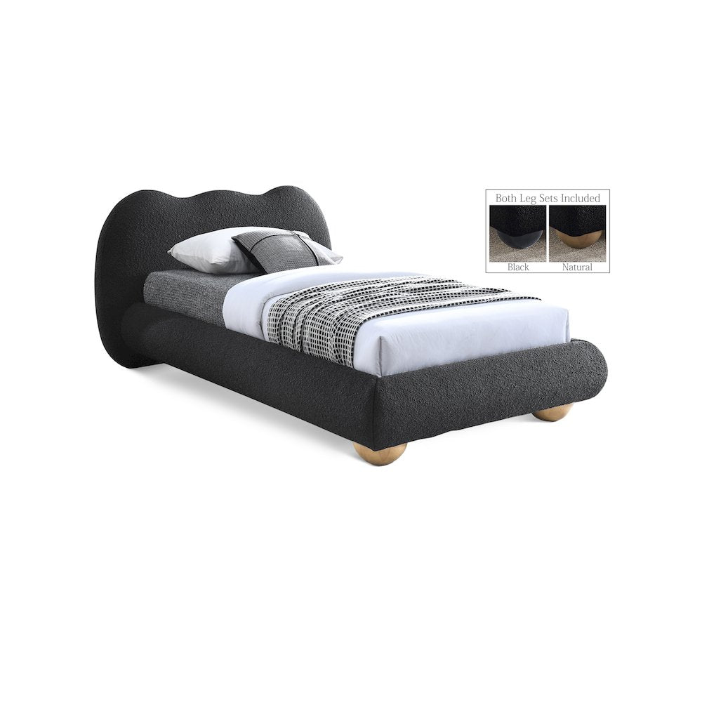 Hyde Black Boucle Fabric Twin Bed