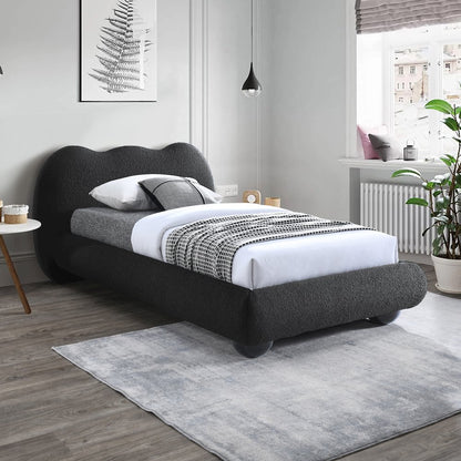 Hyde Black Boucle Fabric Twin Bed