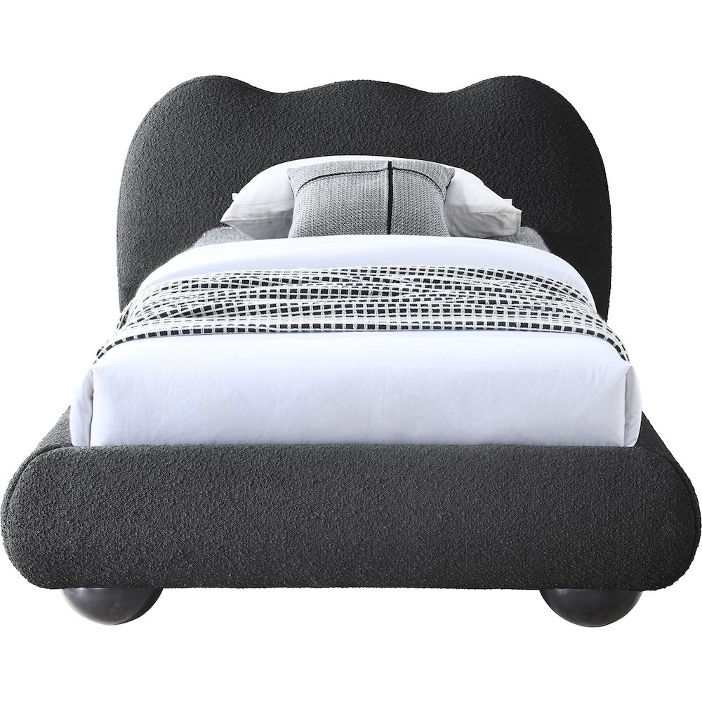 Hyde Black Boucle Fabric Twin Bed