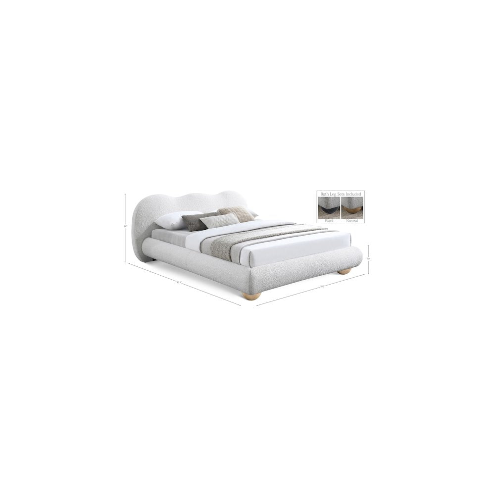 Hyde Cream Boucle Fabric Full Bed
