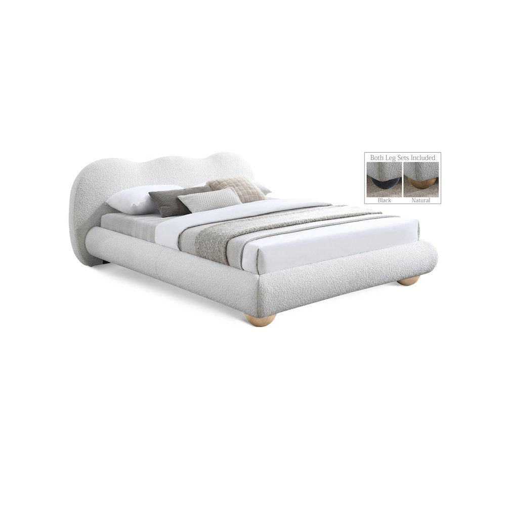 Hyde Cream Boucle Fabric Full Bed