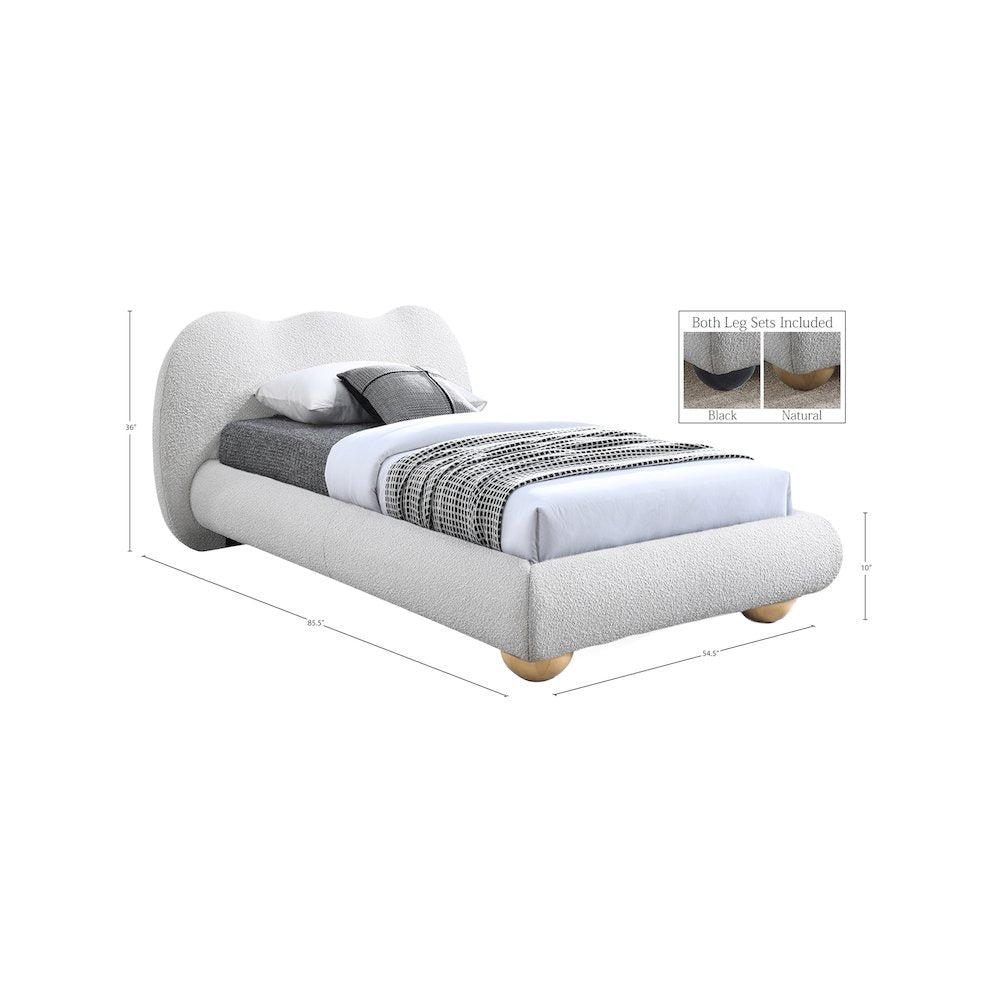 Hyde Cream Boucle Fabric Twin Bed