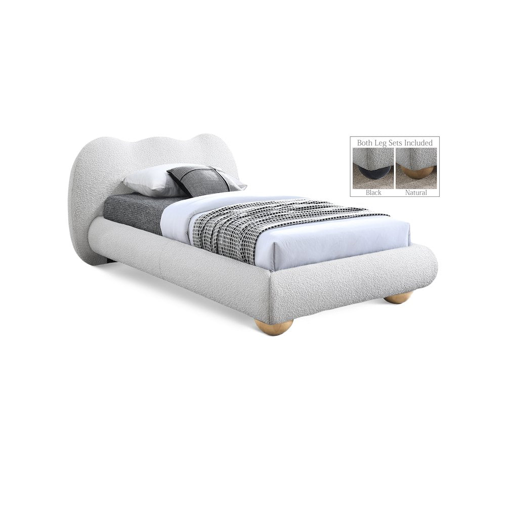 Hyde Cream Boucle Fabric Twin Bed