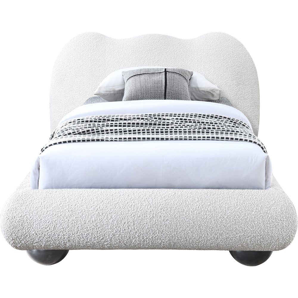 Hyde Cream Boucle Fabric Twin Bed