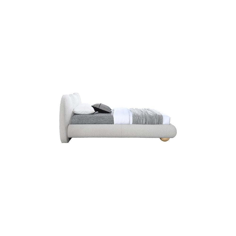 Hyde Cream Boucle Fabric Twin Bed