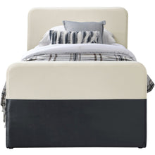 Ivy Black & Cream Velvet Twin Trundle/Storage Bed
