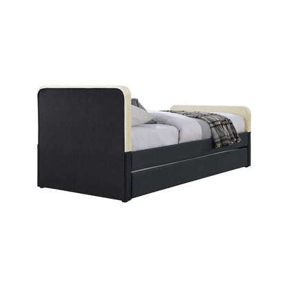 Ivy Black & Cream Velvet Twin Trundle/Storage Bed