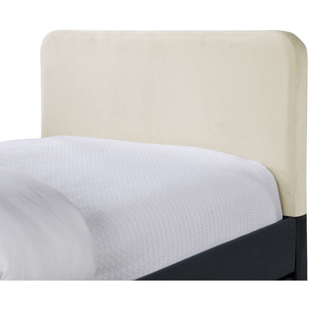 Ivy Black & Cream Velvet Twin Trundle/Storage Bed