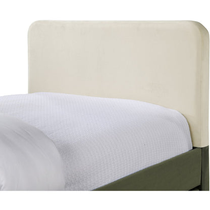 Ivy Olive & Cream Velvet Twin Trundle/Storage Bed