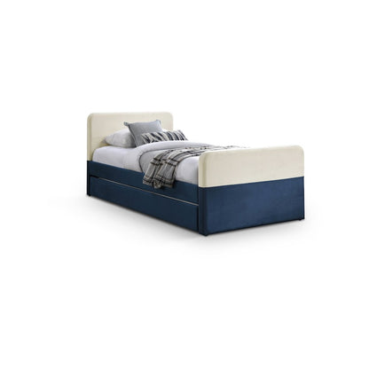 Ivy Navy & Cream Velvet Twin Trundle/Storage Bed