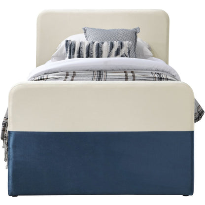 Ivy Navy & Cream Velvet Twin Trundle/Storage Bed