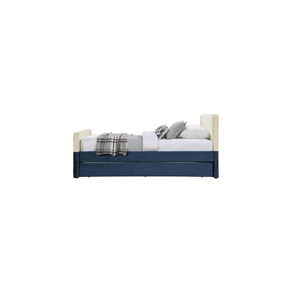 Ivy Navy & Cream Velvet Twin Trundle/Storage Bed