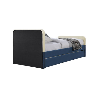 Ivy Navy & Cream Velvet Twin Trundle/Storage Bed