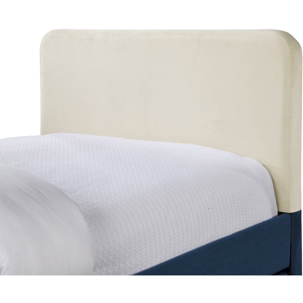 Ivy Navy & Cream Velvet Twin Trundle/Storage Bed