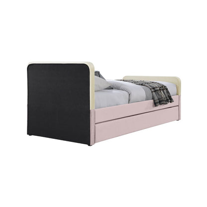 Ivy Pink & Cream Velvet Twin Trundle/Storage Bed