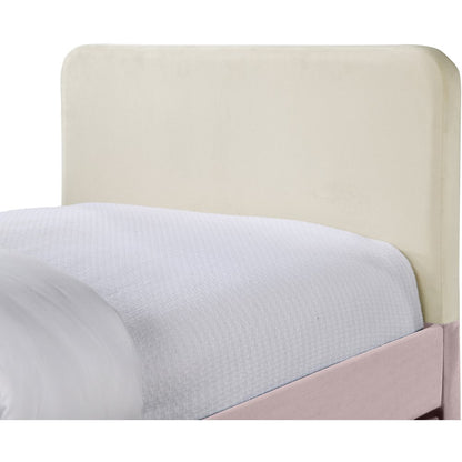 Ivy Pink & Cream Velvet Twin Trundle/Storage Bed