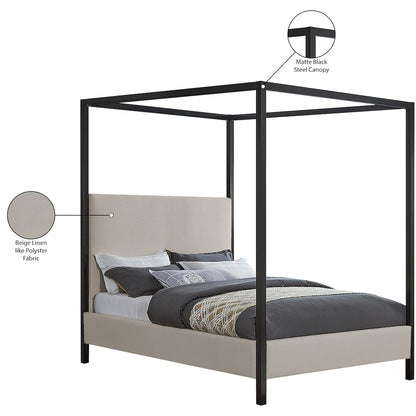 James Beige Linen Textured Fabric King Bed