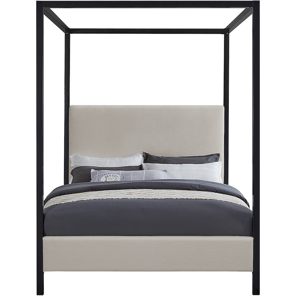James Beige Linen Textured Fabric King Bed
