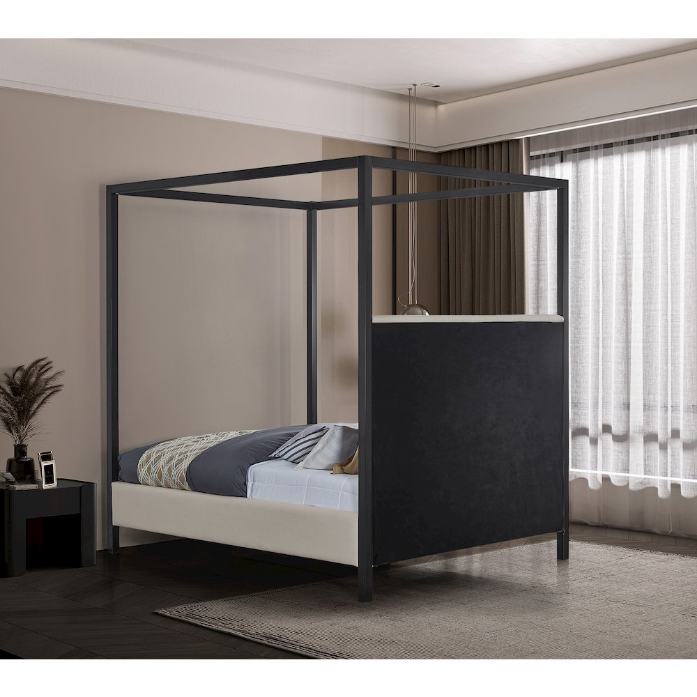 James Beige Linen Textured Fabric King Bed
