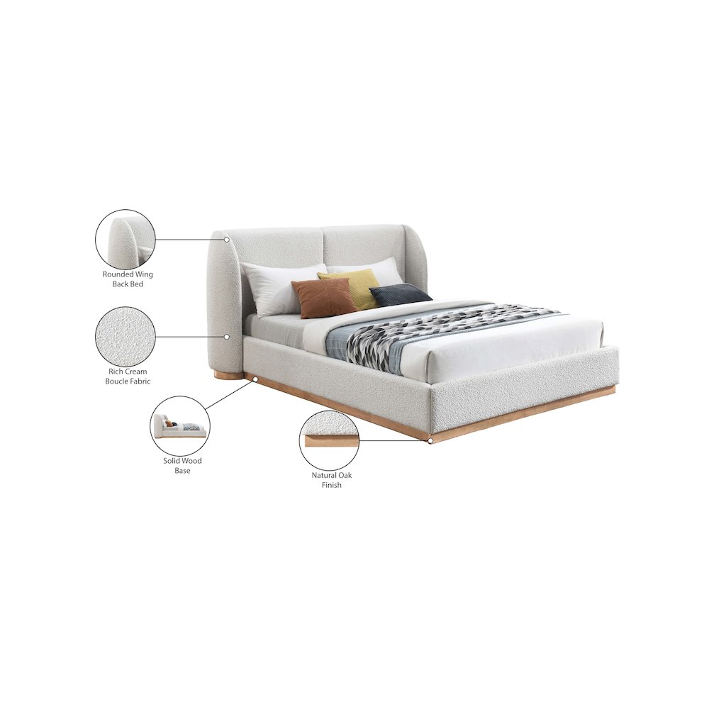 Jardin Cream Boucle Fabric King Bed