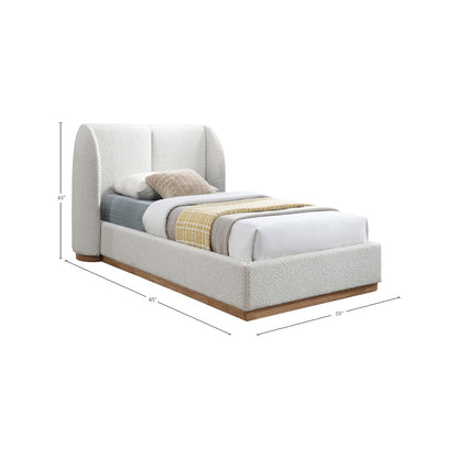 Jardin Cream Boucle Fabric Twin Bed