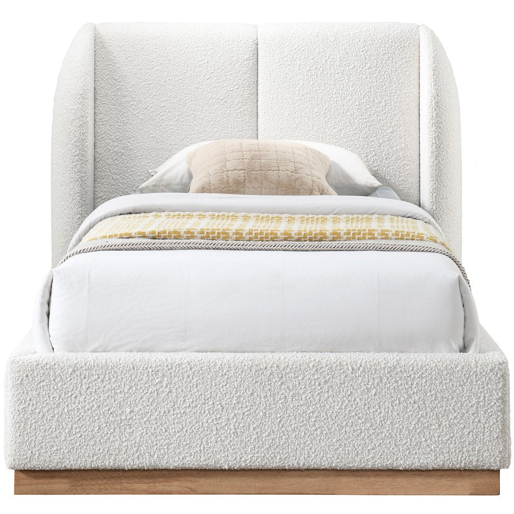 Jardin Cream Boucle Fabric Twin Bed