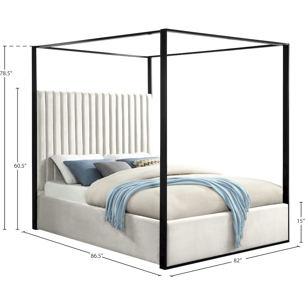 Jax Cream Velvet King Bed