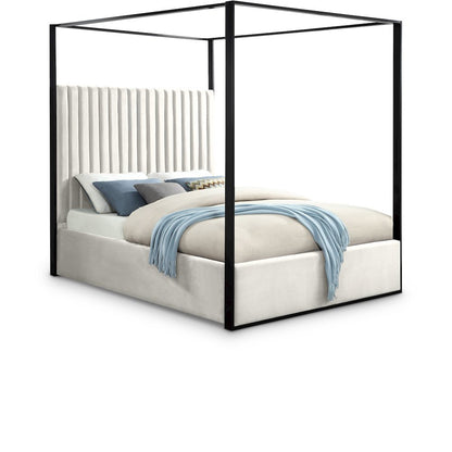 Jax Cream Velvet Queen Bed