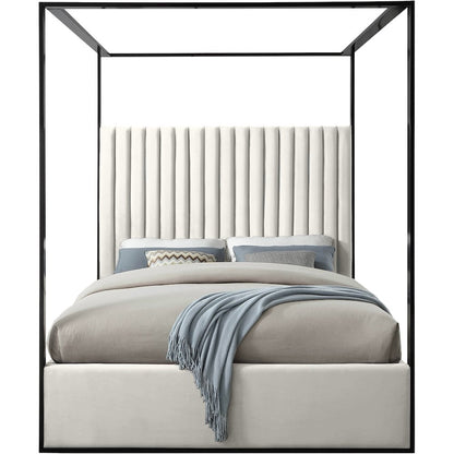 Jax Cream Velvet Queen Bed