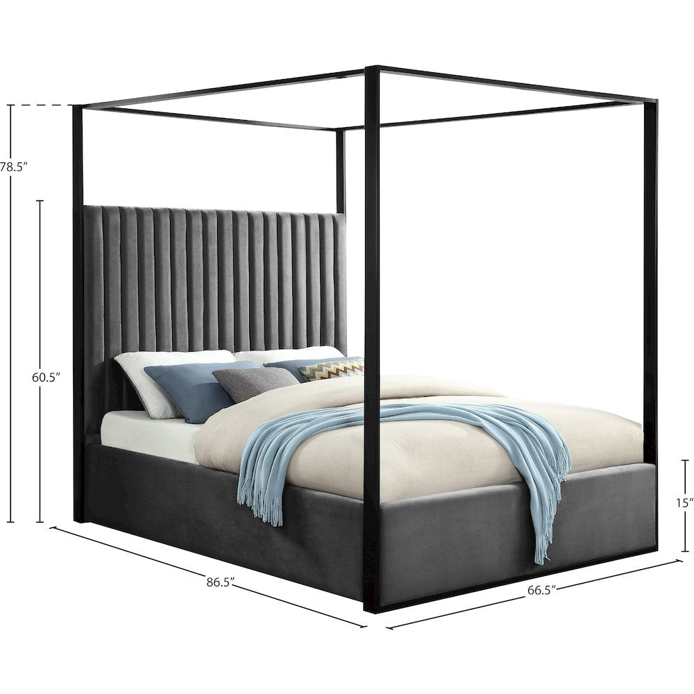 Jax Grey Velvet Queen Bed