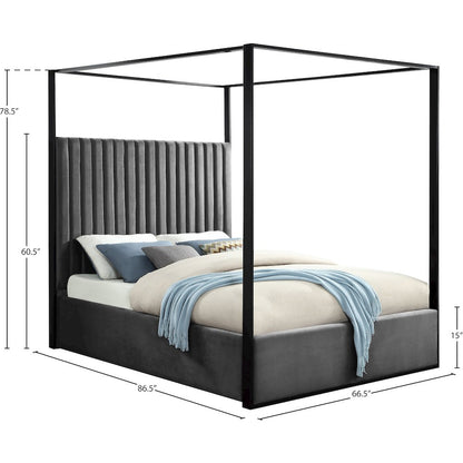 Jax Grey Velvet Queen Bed