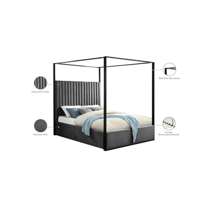 Jax Grey Velvet Queen Bed