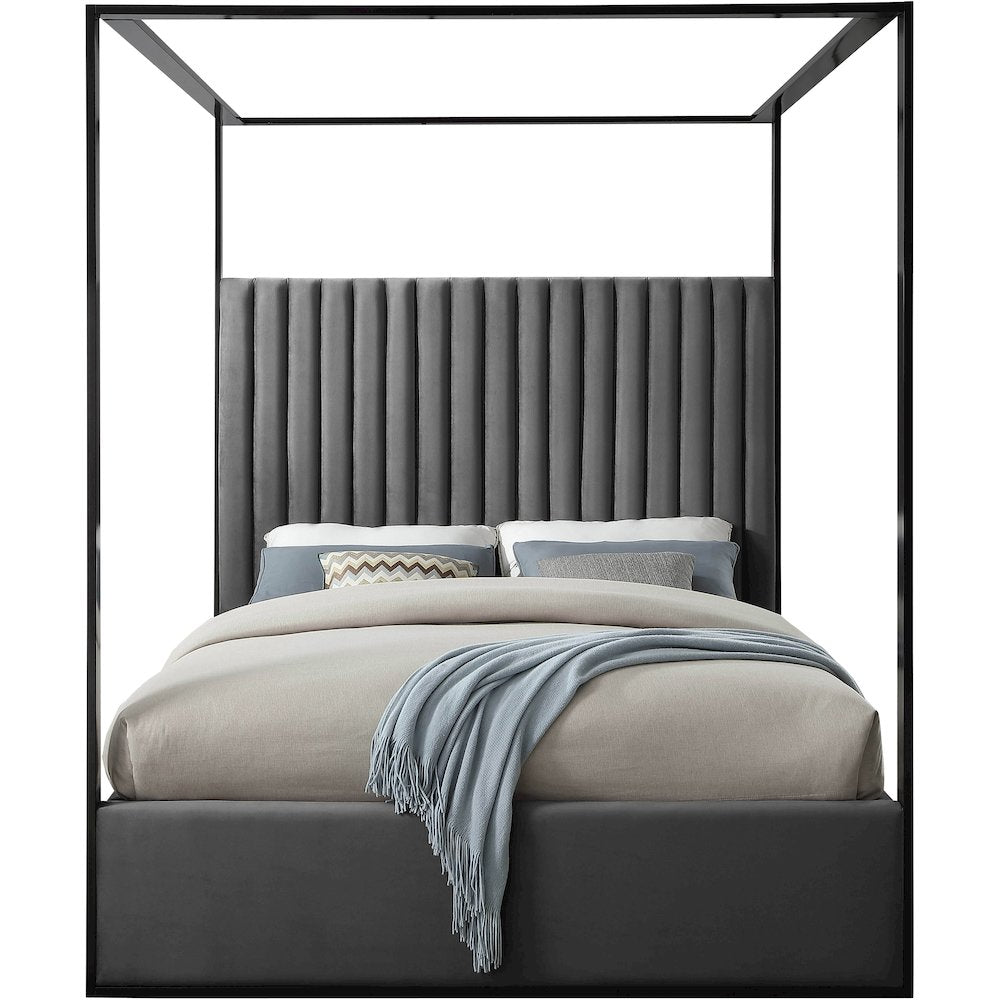 Jax Grey Velvet Queen Bed