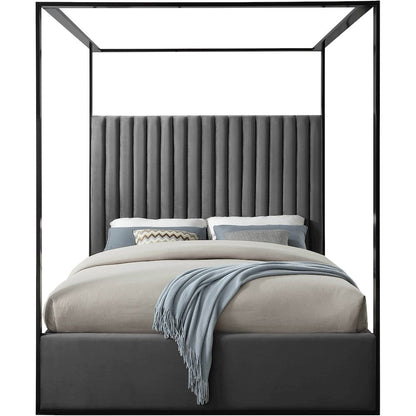 Jax Grey Velvet Queen Bed
