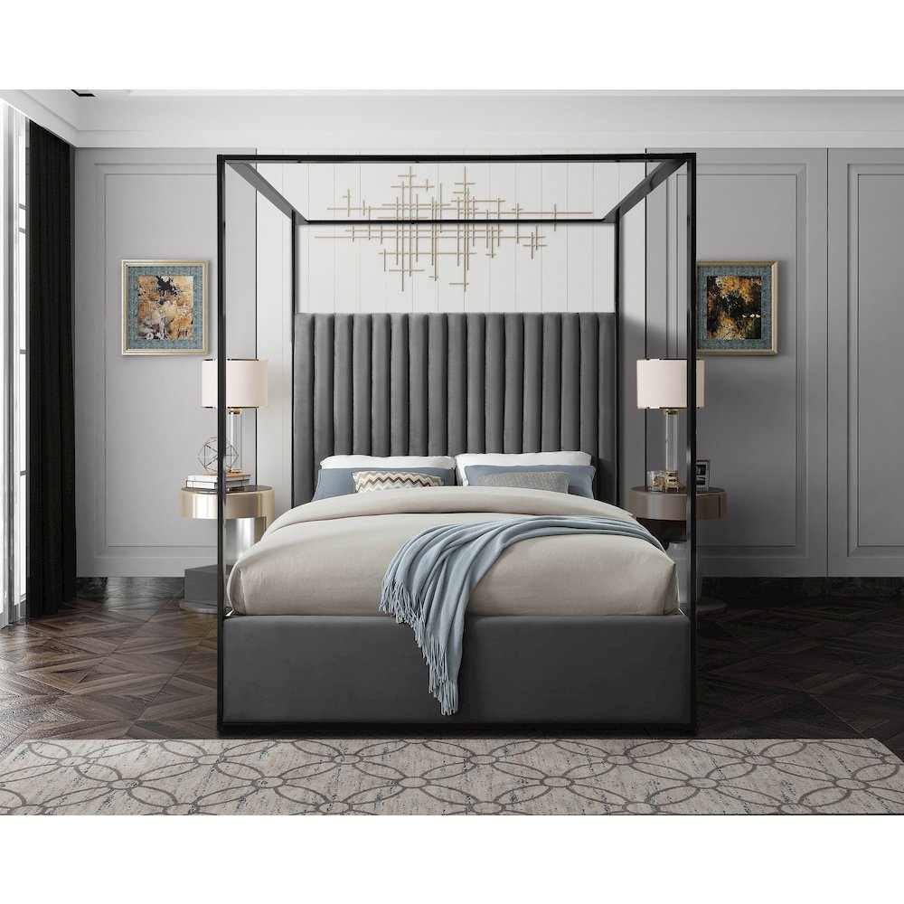 Jax Grey Velvet Queen Bed