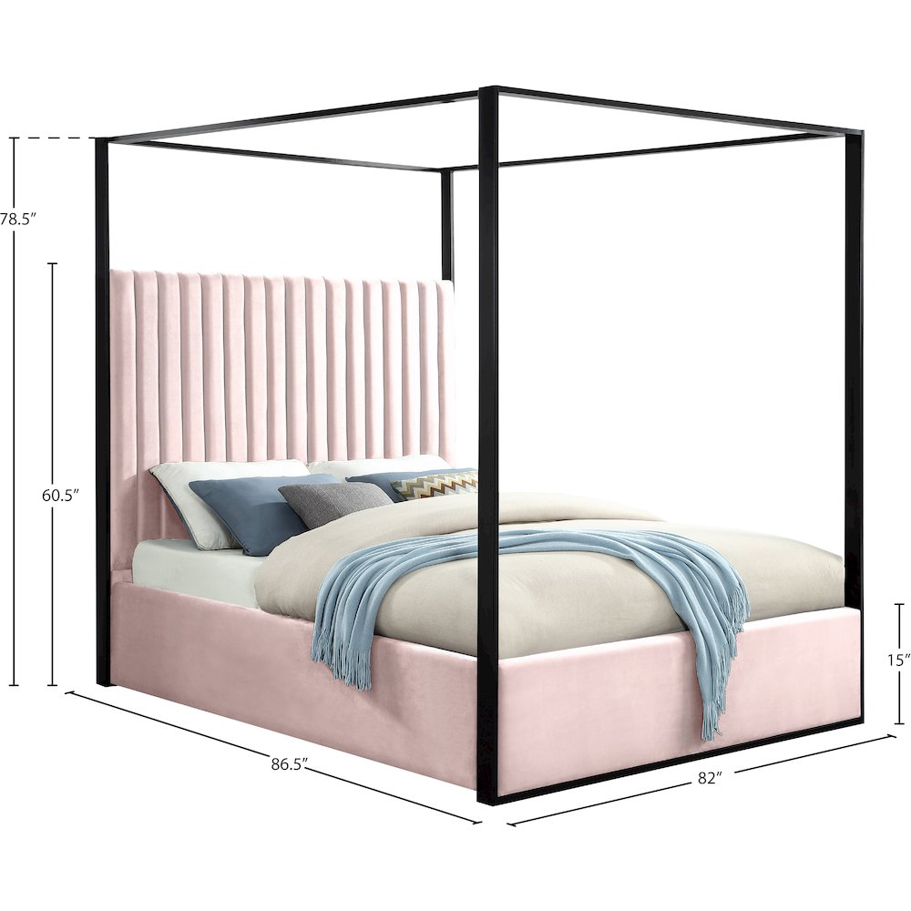 Jax Pink Velvet King Bed