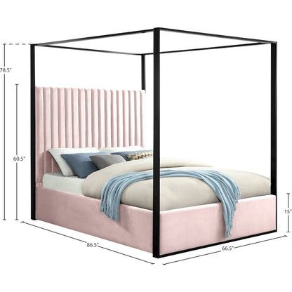 Jax Pink Velvet Queen Bed