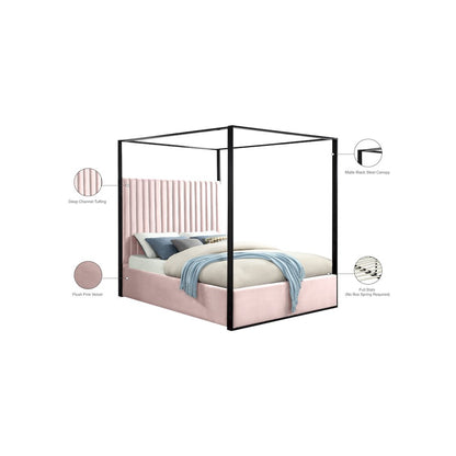 Jax Pink Velvet Queen Bed