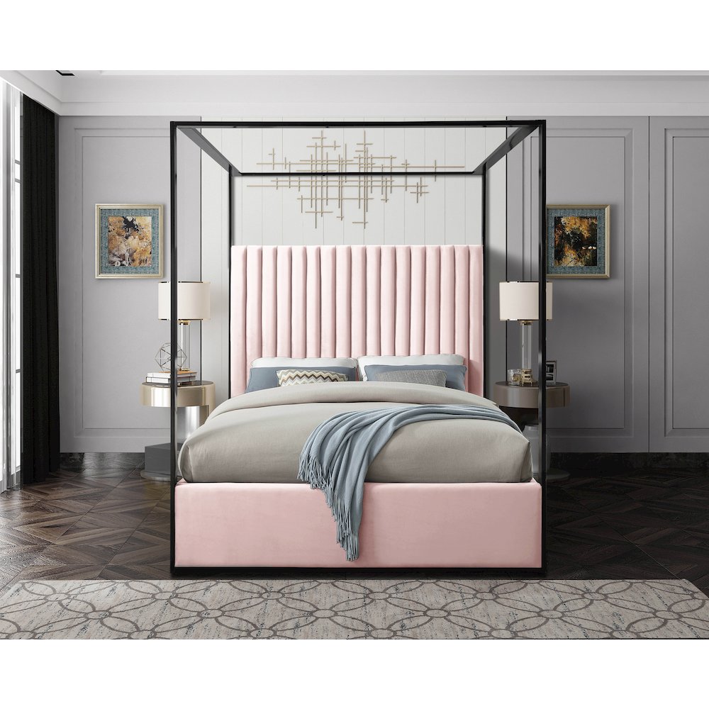 Jax Pink Velvet Queen Bed
