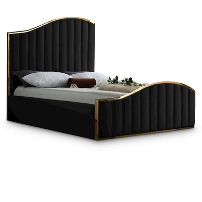Jolie Black Velvet Queen Bed