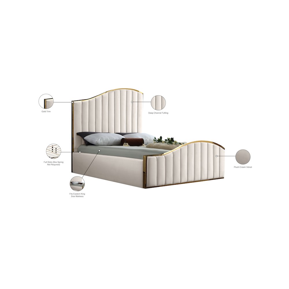 Jolie Cream Velvet King Bed