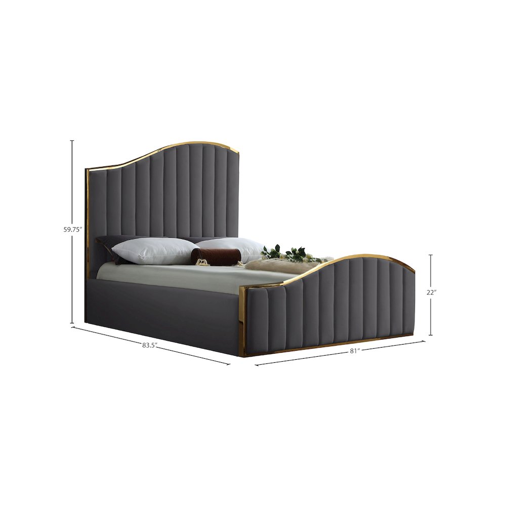 Jolie Grey Velvet King Bed
