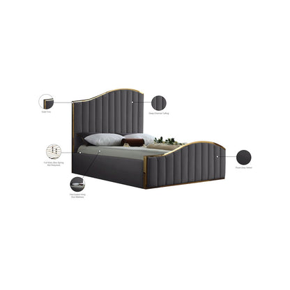 Jolie Grey Velvet King Bed