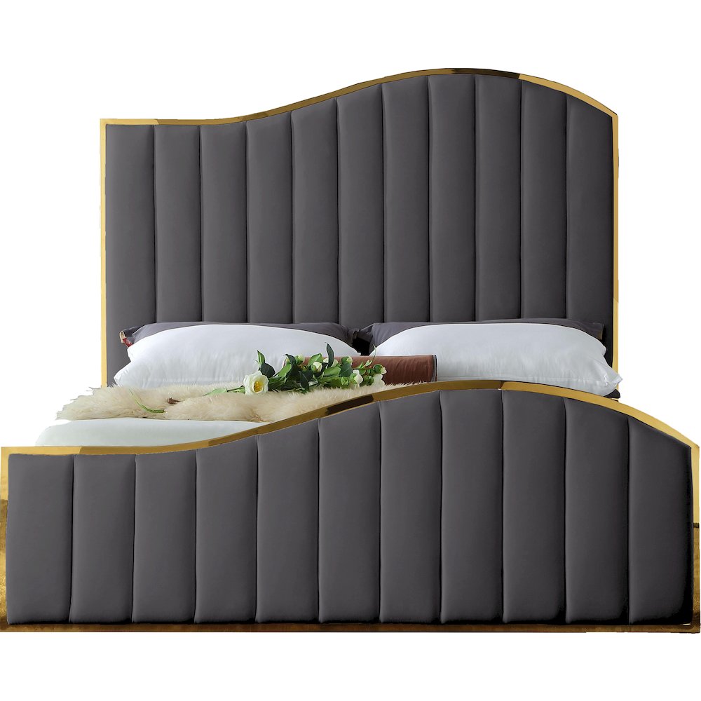 Jolie Grey Velvet King Bed