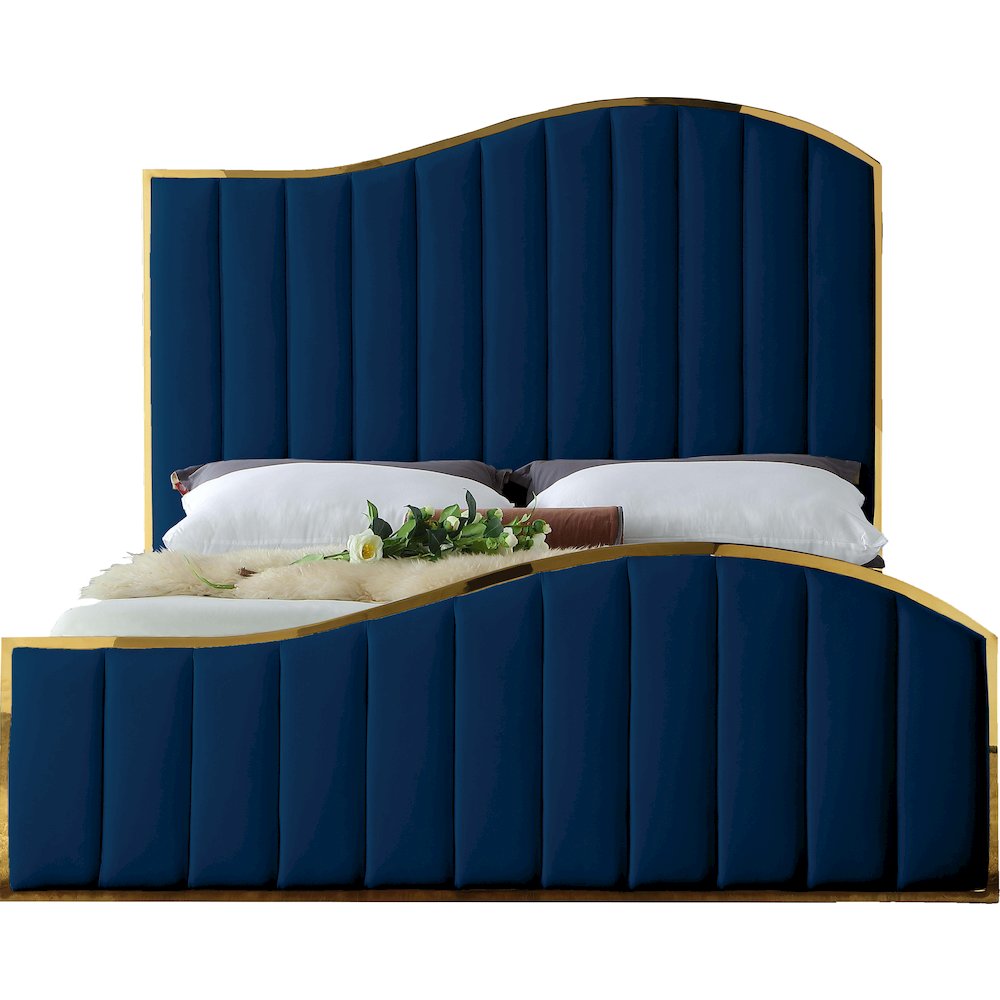 Jolie Navy Velvet King Bed