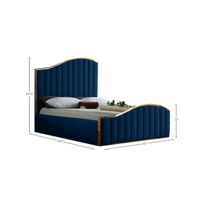 Jolie Navy Velvet Queen Bed
