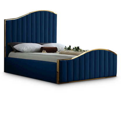 Jolie Navy Velvet Queen Bed